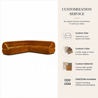 Modernes Luxus 130-Zoll Bernsteinfarbenes Samt-Ecksofa Modulares L-förmiges Sofa für Villa- und Hotelprojekte OEM/ODM Hersteller