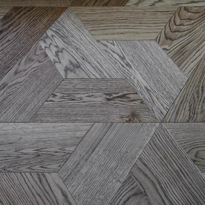 Plancher en bois composite à motif géométrique trapézoïdal, chêne brossé gris foncé, carreaux de bois multicouches, planchers en bois d'ingénierie - Product Image 3