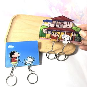 Xiaohongshu lindo llavero de plástico nuevo creativo colgante de llave de dibujos animados PVC Crayon Shin-Chan pequeño Adhesivo de pared blanco para - Product Image 1