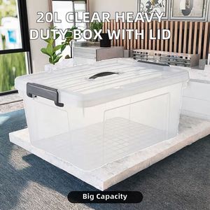 Boîte de rangement multifonction transparente en PP pour jouets et vêtements d'enfants, bac de rangement renforcé et robuste de 20 à 35 L, étanche et organisateur - Product Image 2