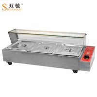 Bouilloire à soupe électrique commerciale affichage Bain Marie courbe verre réchauffeur de nourriture équipement de restauration 3/4/5/6 plateaux en acier inoxydable pour