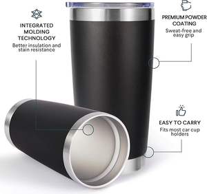 Vaso Térmico de 20 oz con Asa y Pajita, Vaso Aislado de Doble Pared con Tapa y Pajita |   Hecho de Acero Inoxidable - Product Image 6