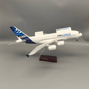 Échelle Offre Spéciale 1:160 46cm Matériau en résine transparente Modèle d'avion prototype A380 avec fenêtre ouverte et lumières LED - Product Image 4