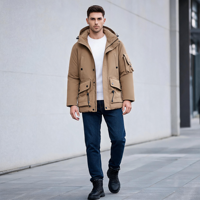 Veste d'hiver en duvet pour homme de haute qualité, à capuche, chaude, décontractée, coupe-vent, respirante, séchage rapide