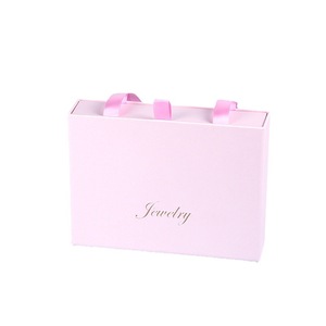 Custom Mini Travel Eco pink Cardboard Thin Drawer Rectangle <strong>Jewelry</strong> Paper <strong>Box</strong> Ring Earing Necklace with Handle for <strong>Uk</strong> - Product Image 5