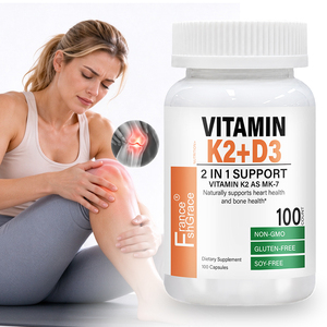 Fabricant de compléments alimentaires Shecome Vitamine K2 D3 avec MK-7 pour soutenir la santé cardiaque et osseuse, 100 capsules de Vitamine K2 D3 - Product Image 1