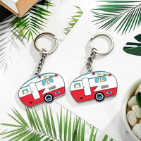 Ensemble de porte-clés pour camping-car en acier inoxydable de qualité supérieure, porte-clés Happy Camper, accessoires de camping de luxe, cadeau pour couples, livraison rapide
