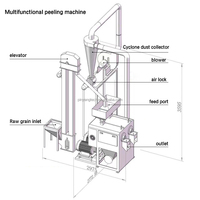 Machine multifonctionnelle de décorticage et d'écosage pour céréales sèches : orge, blé, maïs, soja vert, haricot mungo