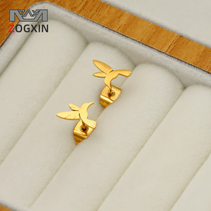 Zogxin Bird <b>Stud</b> Earrings Gold <b>Titanium</b> Steel Electroplated Fashion Minimalist Animal Shape For Women Gift - Product Image 1