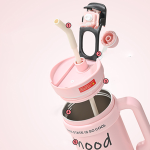Gobelet <span class=keywords><strong>isotherme</strong></span> personnalisé en acier inoxydable rose, avec poignée, anti-fuite, pour café, vente en gros - Product Image 3