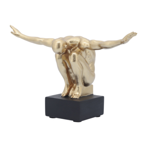 Fermalibri Decorativo a Forma di Scultura Umana, Finitura Dorata, Elemento Artistico per Libreria e Scrivania - Product Image 1