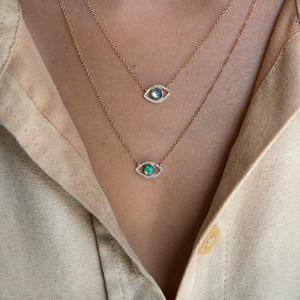 Collana con Ciondolo Occhio Turco di Alta Qualità, Charm con Zirconi e <span class=keywords><strong>Opale</strong></span> Blu, Vendita all'Ingrosso - Product Image 3