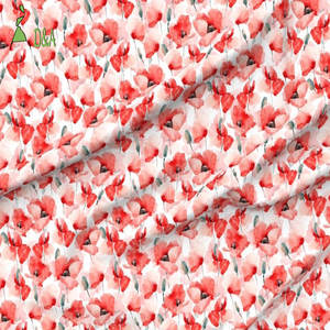 Hermosa acuarela Floral amapolas rojas Jardín Botánico impreso tela 100% tela de rayón para ropa - Product Image 6