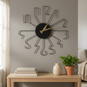 Minimalist Metal <b>Wall</b> <b>Clock</b> Abstract Geometric <b>Design</b> Silent Quartz Analog Hanging <b>Clock</b> for Living Room - Product Image 5