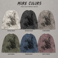 Fabricant ODM – T-shirt thermique gaufré AOP à manches longues pour homme, impression DTG intégrale, coupe oversize, style vintage décontracté, classique gothique