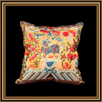 Housse de coussin décorative marocaine en broderie chinoise artisanale de luxe orientale soyeuse en gros