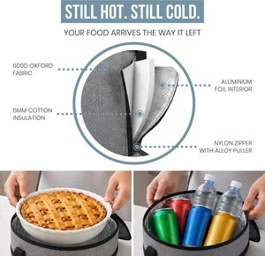 Sac isotherme à 2 compartiments pour repas, avec support pour assiette chaude et saladier, et poignée - Product Image 5