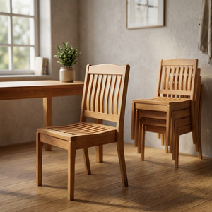 Minimalist Solid Wood Garden <b>Chair</b> <b>Stackable</b> <b>Outdoor</b> Furniture Tapered Leg Design Modern - Product Image 3