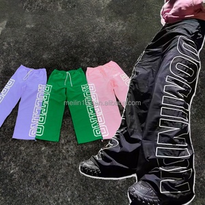 Custom 3m Reflective Print Stacked Nylon Windbreaker <b>Pants</b> High Quality Causal Lightweight Elastic Waistband Nylon Track <b>Pants</b> - Product Image 1