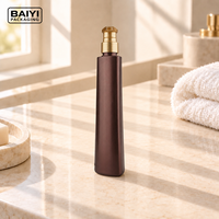 Bouteille pompe à savon liquide conique 400 ml, distributeur doré, bouteilles en plastique PE marron mat, soins personnels, emballage personnalisé, col à vis