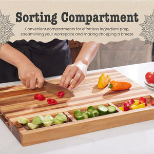 Planche à découper de bloc de boucher en bois de teck naturel de qualité supérieure épaisse de cuisine personnalisée en usine - Product Image 6