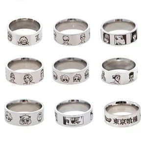 SSR076 Fashion Stainless Steel Japanese Anime Kimetsu no Yaiba Ring Men Cool Jewelry Cosplay Costume Rings