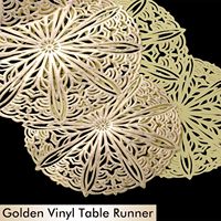 Chemin de table en PVC TUOTU de luxe doré, style européen vintage, haute qualité, écologique, résistant à la chaleur, imperméable, antidérapant et anti-taches d'huile