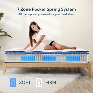 Queen Size Hybrid Mattress Pocket Spring <b>Memory</b> <b>Foam</b> Medium Firm Support Fiberglass-Free Pressure Relief Back Pain Better Hotel - Product Image 4