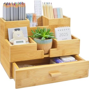 Caja de almacenamiento de bolsitas de té de bambú con múltiples compartimentos, caja de almacenamiento para juego de té, caja de almacenamiento de café con cajones, caja de té con divisores - Product Image 3