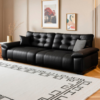 Nuevo Sofá Recto de Cuero Genuino de Primera Calidad, Estilo Neo Mid Century Cloud, Sofá Tapizado Minimalista para Sala de Estar