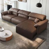 Modernes Luxus-Ledersofa-Set mit Modularem Design und Liegefunktion in L-Form für Büro, Apartment & Einkaufszentrum aus Echtem Leder