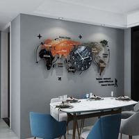Reloj de Pared Acrílico Creativo Premium Personalizado al por Mayor con Mapa del Mundo, Silencioso, para Sala de Estar, Oficina, Decoración de Pared