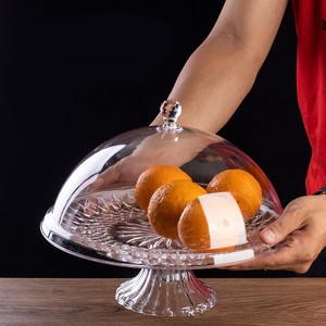 Transparent Acrylic Cake <strong>Tray</strong> With Cover Snack <strong>Dessert</strong> Fruit <strong>Tray</strong> With Stand - Product Image 2