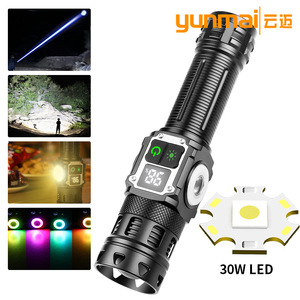 Linterna LED de Alta Potencia Recargable con Pantalla Digital Magnética, Luz Láser Blanca de 30W, Luz Púrpura RGB de 395nm, Largo Alcance - Product Image 4