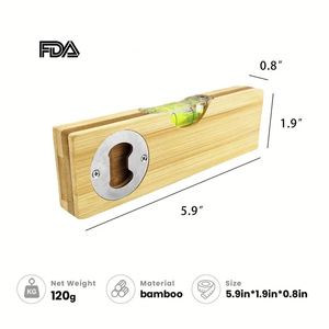 Sacacorchos y abridor de botellas de cerveza multifunción de bambú personalizado al por mayor con medidor de nivel para el hogar - Product Image 2