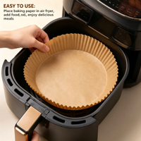 Papier de cuisson prédécoupé pour friteuse à air, feuilles antiadhésives résistantes à l'huile pour usage commercial en cuisine - Vente en gros usine
