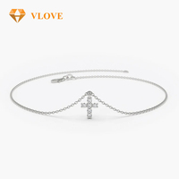 Bijoux de qualité certifiés VLOVE Bracelets de luxe Bracelet à breloques en or 14k avec minuscules diamants et croix