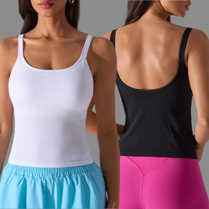 Logo personalizzato da donna con collo quadrato rimovibile canottiera da palestra per allenamento Activewear senza maniche sport Fitness Yoga canotta - Product Image 1