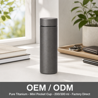 Tasse isotherme en titane pur 200 ml, mini filtre à thé de poche, couvercle à vis, anti-fuite, pour boissons chaudes et froides, idéale pour les voyages, le bureau et la maison, légère