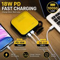 Batterie externe portable étanche en plastique avec lumière LED, 10050 mAh, charge rapide 18 W, mini chargeur USB-C pour smartphone, voyage en extérieur