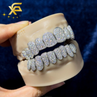 Grillz personnalisé en argent massif glacé diamant plaqué or VVS Moissanite diamant Hip Hop Grillz pour les dents