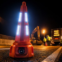 Cône de signalisation routière réfléchissant en PVC/PU avec alarme vocale, batterie de secours 30AH 12H, haut-parleur directionnel 200W, lumières LED clignotantes pour autoroute et tunnel