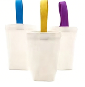 Sac fourre-tout pliable en coton épais personnalisé avec logo, blanc, vierge, robuste, pour boissons, en toile, type seau - Product Image 1