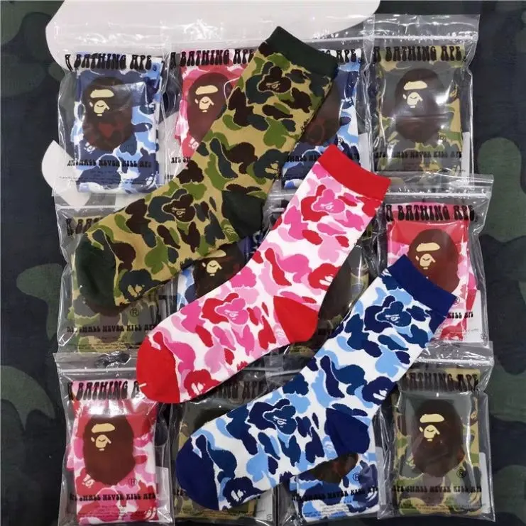 2022 hot sale Bape High socks Red blue army green camouflage hose for women men unisex High Quality sock