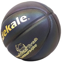 Ballon de basket personnalisé avec logo réfléchissant holographique lumineux, taille 7, fabriqué en cuir PU, nylon, vessie en caoutchouc enroulée, marque personnalisée, luminescent dans le noir