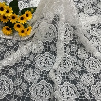 Tissu en dentelle sergé 100 % polyester de haute qualité, écologique, avec perles, paillettes et sequins pour mariage et textile de maison