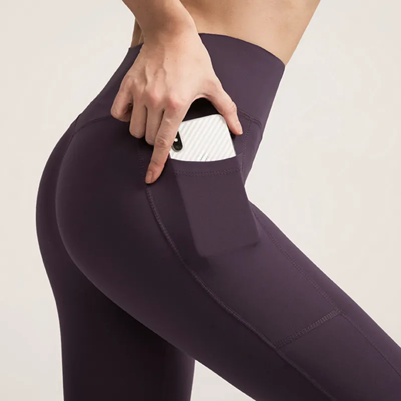 Side Phone Pockets Women Sport Leggings Pocket Capri Four-Way Stretch Work Out Yoga Pants Activewear Women Yoga Fitness Leggings