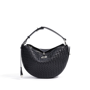 Bolso de Hombro de Media Luna de Cuero Genuino de Alta Calidad, con Cierre de Cremallera, Diseño Moderno, para Mujer - Product Image 6
