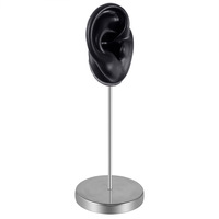Présentoir à faible coût pour modèles d'oreilles en silicone avec base métallique argentée, support d'affichage pour boucles d'oreilles, accessoires d'oreille, modèle d'oreille pour piercing