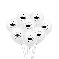 12 Ballons en Latex Blancs de 12 Pouces avec Impression Chapeau de Cérémonie, Qualité Hélium, Décoration de Fête de Remise de Diplôme, Fournitures pour Toile de Fond 'Félicitations Diplômé'